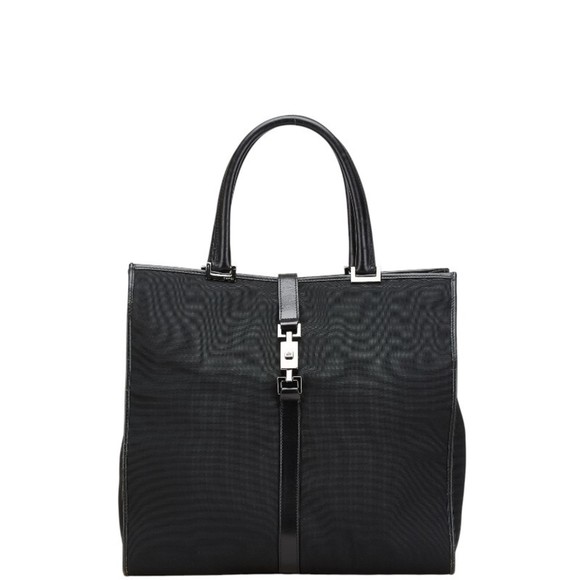 Gucci Jackie Line Tote Bag 002 1064 3444 Black Canvas and Leather Women's GUCCI - Picture 1 of 16